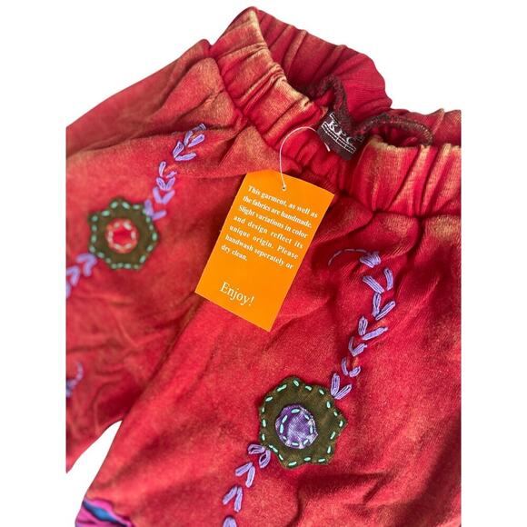 Y2K 90’s Groovy Hippie Pants Embroidered Patchwork Gypsy Colorful Sz S Flare - Picture 7 of 14